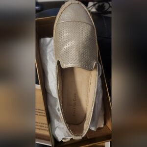 Charter Club Jonii Espadrille Flats Womens 9.5 Gold Metallic Slip On Shoes